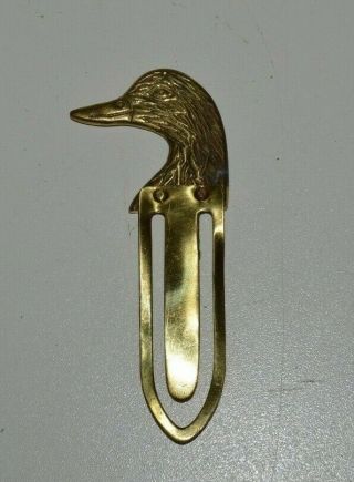Vintage Brass Duck Head Hunter Hunting Book Bookmark Rare