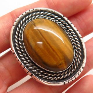 Jackson Brown Old Pawn Vintage Sterling Silver Tiger Eye Tribal Bolo Tie Pendant