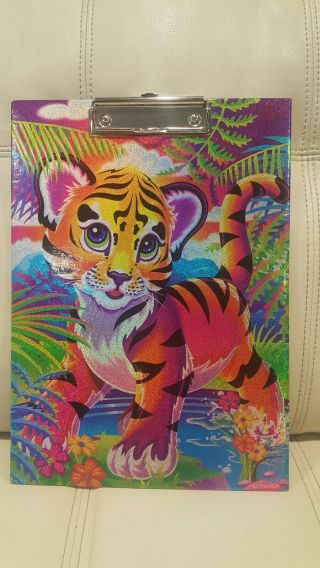 Vtg Lisa Frank Baby Tiger Cub Clipboard Shiny Glitter Colorful 90s