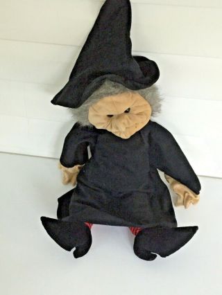 Vintage Folkmanis Folktails 36 " Toy Plush Witch Puppet Dressed In Black Scary