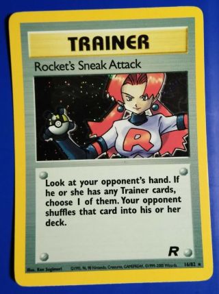 Old Vintage Wotc Pokemon Card Team Rockets Attack Rare Holo 16/82 Nm/m