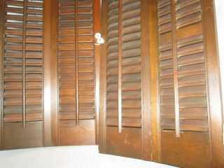 PAIR VTG Colonial Wood Interior Louver Plantation Window Shutters 28 ' H X 26 ' W 6