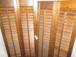 PAIR VTG Colonial Wood Interior Louver Plantation Window Shutters 28 ' H X 26 ' W 7