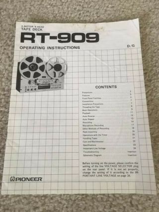 Pioneer RT - 909 Reel to Reel Tape Player Recorder (Price) 4