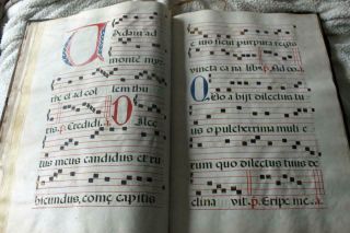 17th/18th HUGE Spanish Antiphonary ILLUMINATED MANUSCRIPT Vellum BOOK OF HOURS 12