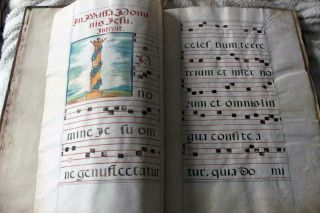 17th/18th HUGE Spanish Antiphonary ILLUMINATED MANUSCRIPT Vellum BOOK OF HOURS 6