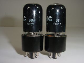2 Vintage NOS Philips Miniwatt 7408 6V6GT Black Glass Match Amplifier Tube Pair 4