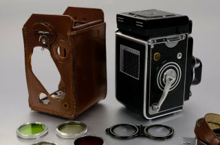 Rolleiflex 3.  5F with case,  strap and filters 11
