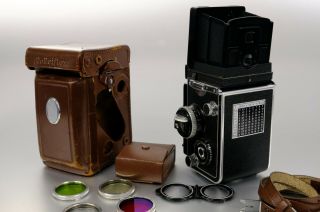 Rolleiflex 3.  5F with case,  strap and filters 9