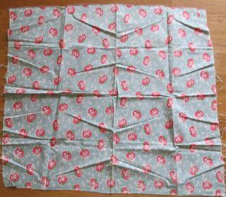 Vintage Feedsack Gray Red Floral Feed Sack Quilt Sewing Fabric 32 x 29 2