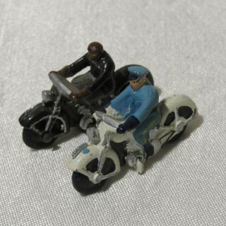 CAST IRON MINI MOTORCYCLES VINTAGE WITH RIDERS 3