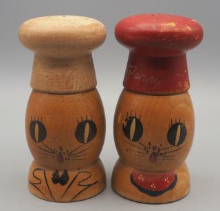 Vintage Wood Salt And Pepper Shaker Set Made In Japan