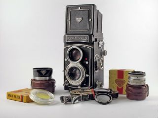 Rolleicord Vb Tlr Camera With Lens Shade,  Strap,  Close - Up Lens And Lens - Cap.  Exc