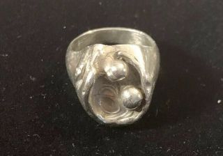 Artisan Sterling Silver Ring Modernist Brutalist Vintage 14.  9g Size 5