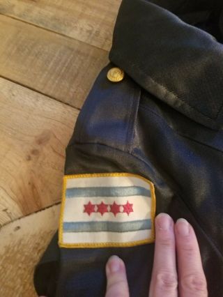 Vintage Chicago Police Uniform Jacket Gold City Buttons Patches Small Womans 5