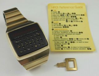 Hp - 01 Hewlett Packard Calculator Watch,  Gold,  Includes Stylus