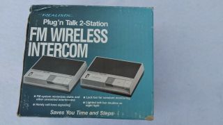 Vintage Radio Shack Realistic Plug N Talk Pair Fm Wireless Intercom.  43 - 212