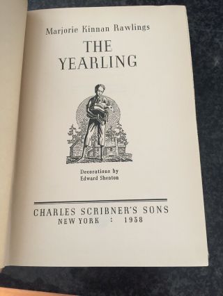 The Yearling By Marjorie Kinnan Rawlings 1938 Hardcover Book First Edition 4