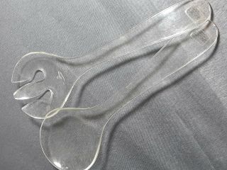 Vintage Toscany Lucite Acrylic Clear Salad Serving Set Spoon & Fork Tongs