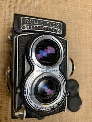 Rolleiflex 3.  5 B MX - EVS 6x6 TLR Camera w Zeiss Tessar 1:3.  5 f=75mm Lens, 2