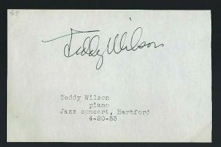 Teddy Wilson Signed Vintage Album Page Jazz Pianist Played W/armstrong