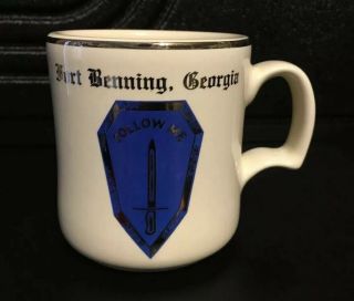 Vintage Fort Benning Georgia “follow Me” Us Army Usa Coffee Diner Cafe Mug Cup