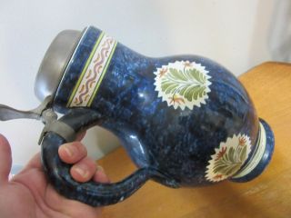 Vintage hand painted DELFT lidded pitcher.  Man in top hat 5