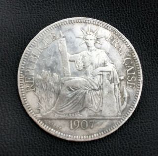 (vietnam) Indo China 1907 Silver 1 Piastre Vintage 100