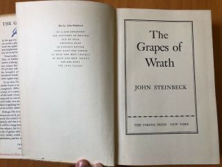 THE GRAPES OF WRATH True 1st Edition/1st Issue John Steinbeck,  Owner 4