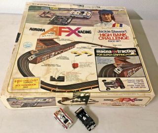 Vintage Aurora Afx High Bank Challenge Magna Slot Car Race Set Jackie Stewart