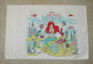 Vintage Disney 90s The Little Mermaid Ariel Standard Size Pillowcase Fabric Usa