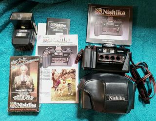 Nishika N8000 35mm 3d Stereo Camera W Flash 3010 Travel Case Manuals Vincent Vhs