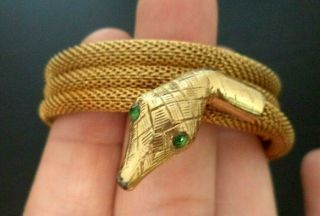 Stunning Vintage Estate High End Rhinestone Snake Gold Tone Wrap Bracelet G695k
