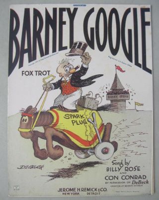 Vintage 1923 Barney Google Fox Trot Sheet Music By Billy Rose & Con Conrad