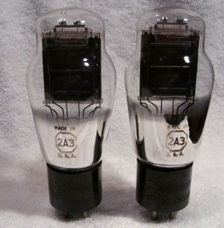 Matched Pair Radiotron / Cunningham Single Plate 2A3 Triodes - Strong Emission 3