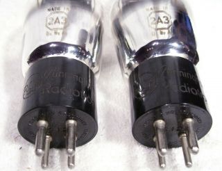 Matched Pair Radiotron / Cunningham Single Plate 2A3 Triodes - Strong Emission 5