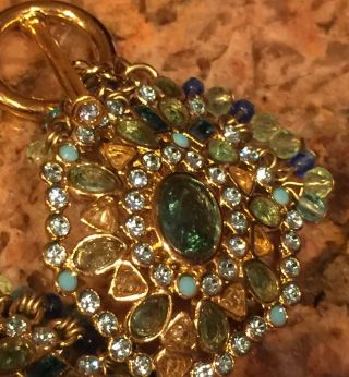$395 Vintage Designer Art Deco Gold Plated CZ Rhinestone Wide Toggle Bracelet 5