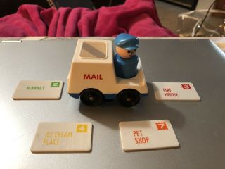 Vintage Fisher Price Little People Mail Truck,  Mail Man And 4 Letters