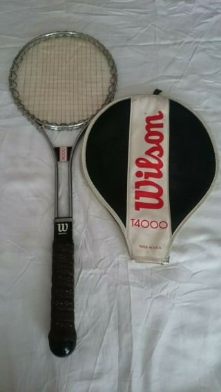 Vintage Wilson T4000 Steel Tennis Racquet Light 4 5/8 " With Cover 1970s Usa Made
