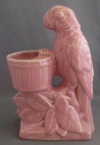 Vintage Nelson Mccoy Pink Parrot Planter Vase.