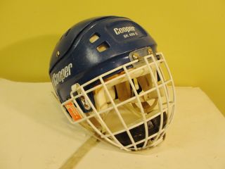 Cooper Sk 600 S Vintage Hockey Helmet Blue Size Small W/hm50 S Goalie Shield