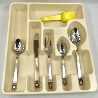 Vintage Rubbermaid Flatware Silverware Cutlery Tray Drawer Organizer Almond