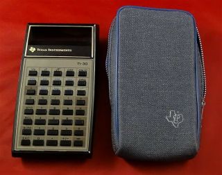Vintage Texas Instruments Ti - 30 Calculator With Case & 9 Volt Battery