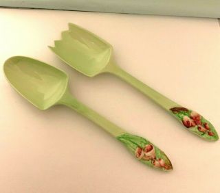 Carlton Ware England Vintage Green Foxglove Salad Servers Fork Spoon Art Deco