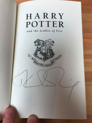 Jk Rowling Signed Harry Potter & The Goblet Of Fire (raincoast Books)