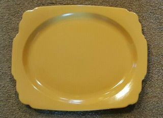 Vintage Homer Laughlin Riviera Oval Yellow Platter W/ Handles,  Tray 13 "