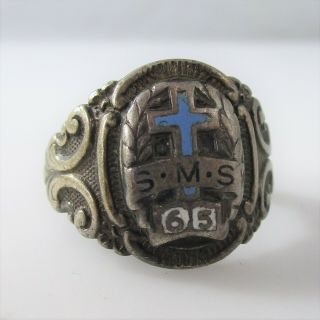 1965 S.  M.  S.  Class Ring Vintage Sterling Silver 6.  2g | Size 6.  75