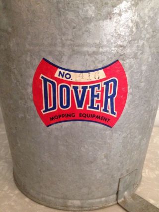Vintage Dover No.  416 MOPPING EQUIP Galvanized Mop Pail Wringer Bucket Rollers 2