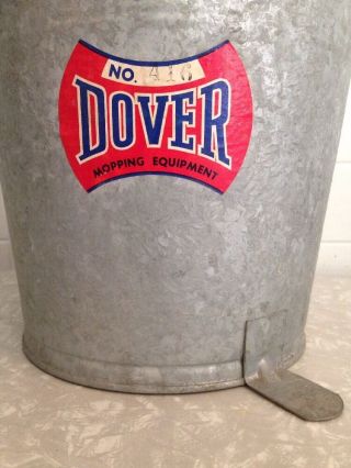 Vintage Dover No.  416 MOPPING EQUIP Galvanized Mop Pail Wringer Bucket Rollers 3