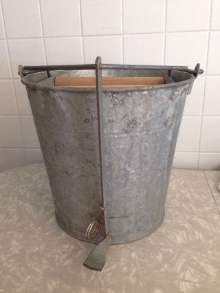 Vintage Dover No.  416 MOPPING EQUIP Galvanized Mop Pail Wringer Bucket Rollers 5
